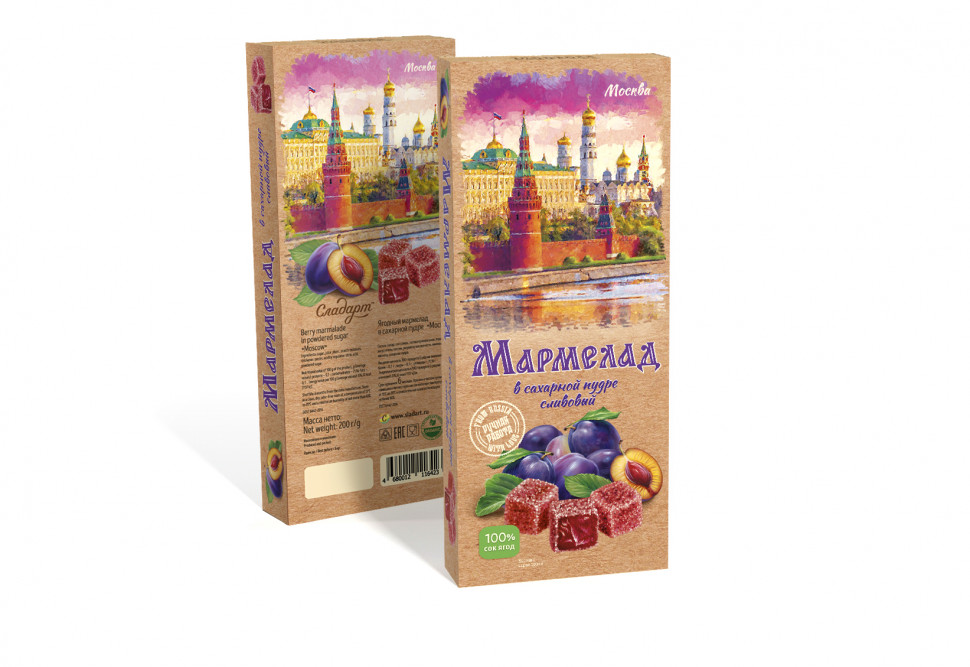  Сладарт Мармелад Сливовый МОСКВА в сахарной пудре (642), 200г   в Кемерово