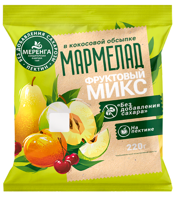  Меренга Мармелад без сахара в кокосовой обсыпке Фруктовый микс, 220г   в Кемерово